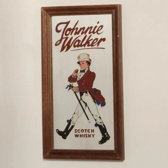 VINTAGE Johnnie Walker Scotch Whisky Bar Mirror Striding Man - Picture 1 of 2